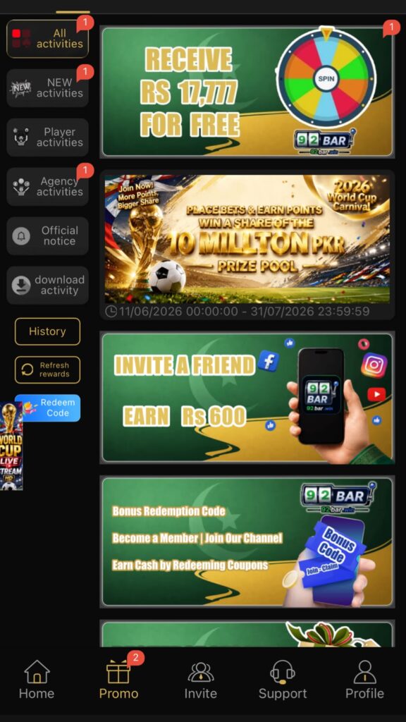 BONUSES 92BAR