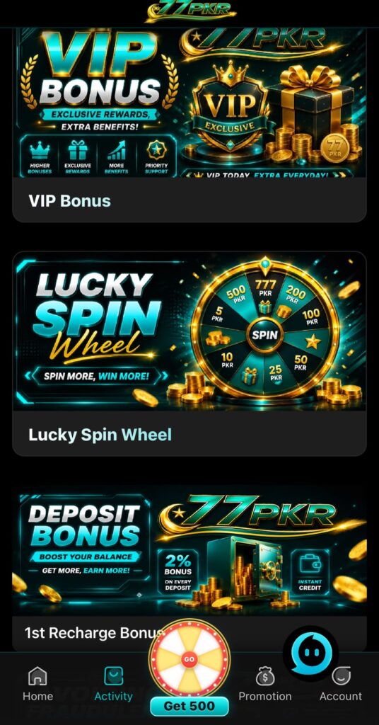 Bonuses of 77PKR