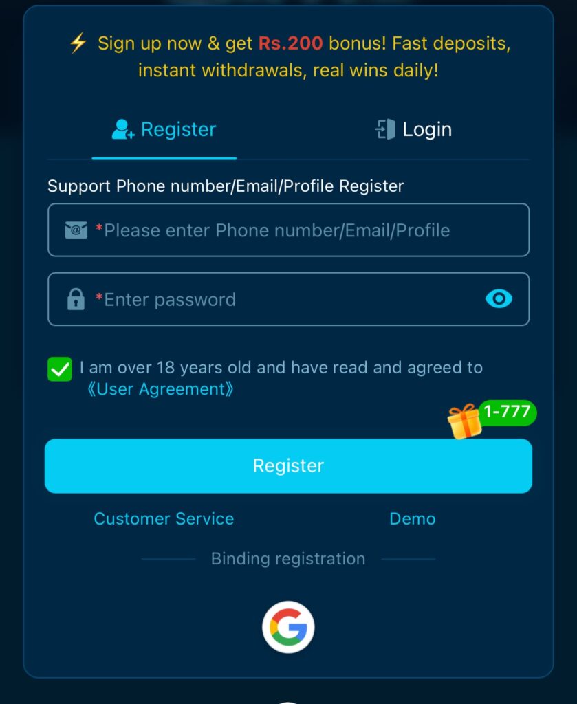 Registration and login