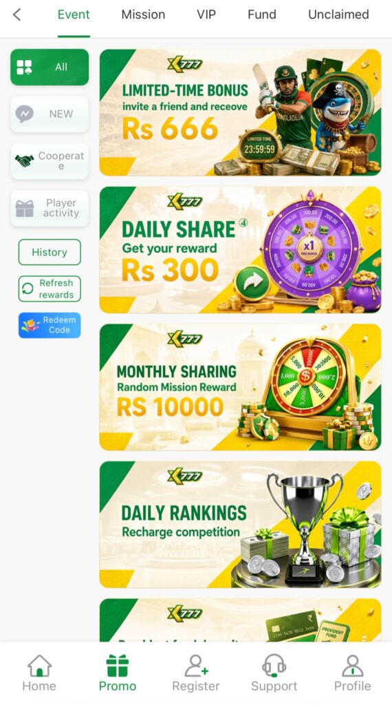 Bonuses and Rewards XK777